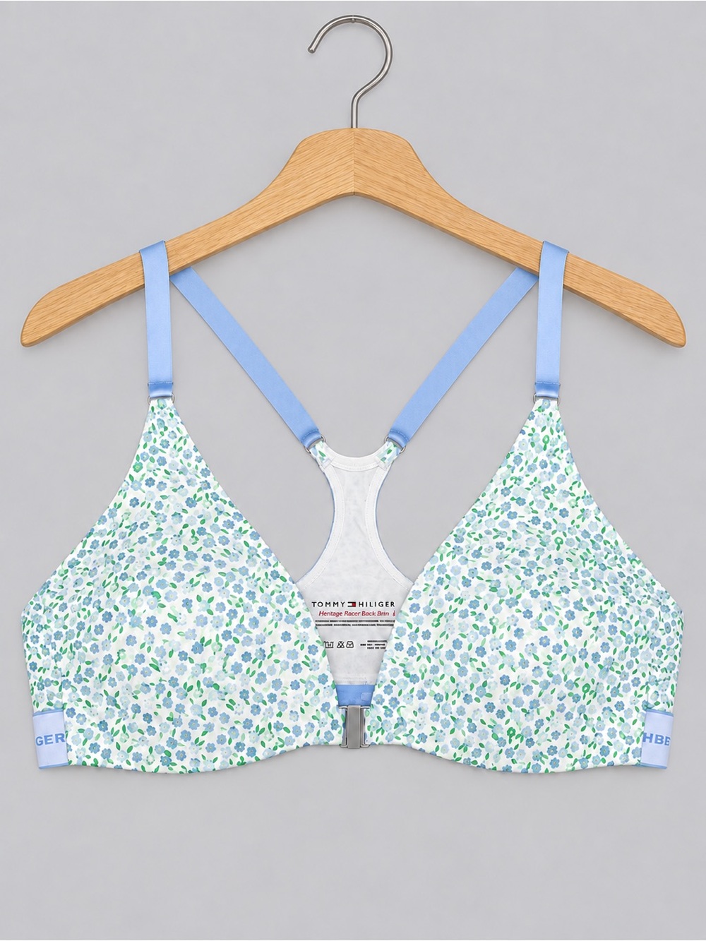 🍒3/33$ Tommy Hilfiger Light Blue Floral Front-Closure Bra 34B